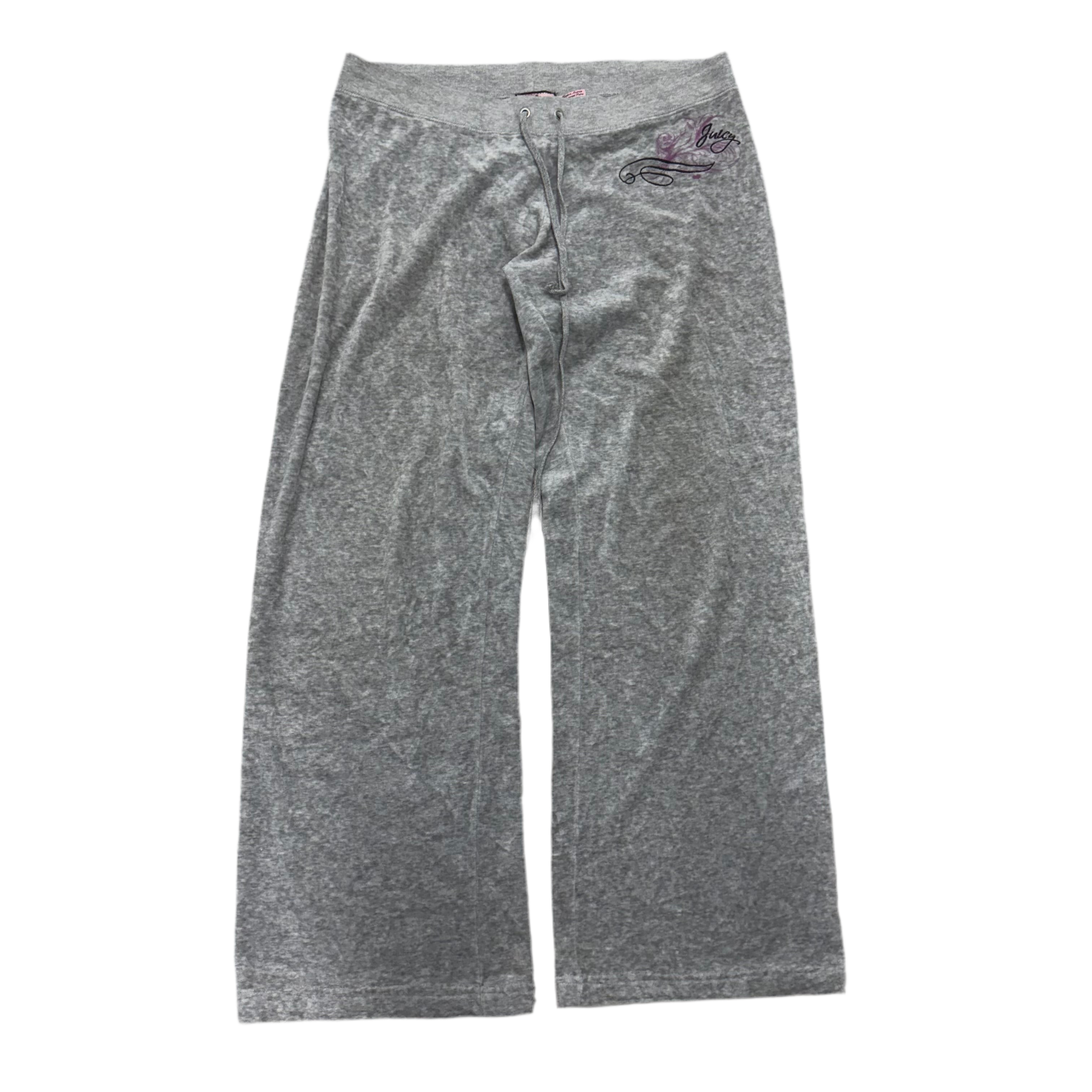 Gray VINTAGE Velour Juicy Couture Flared Pants w/ RARE DESIGN SIZE L