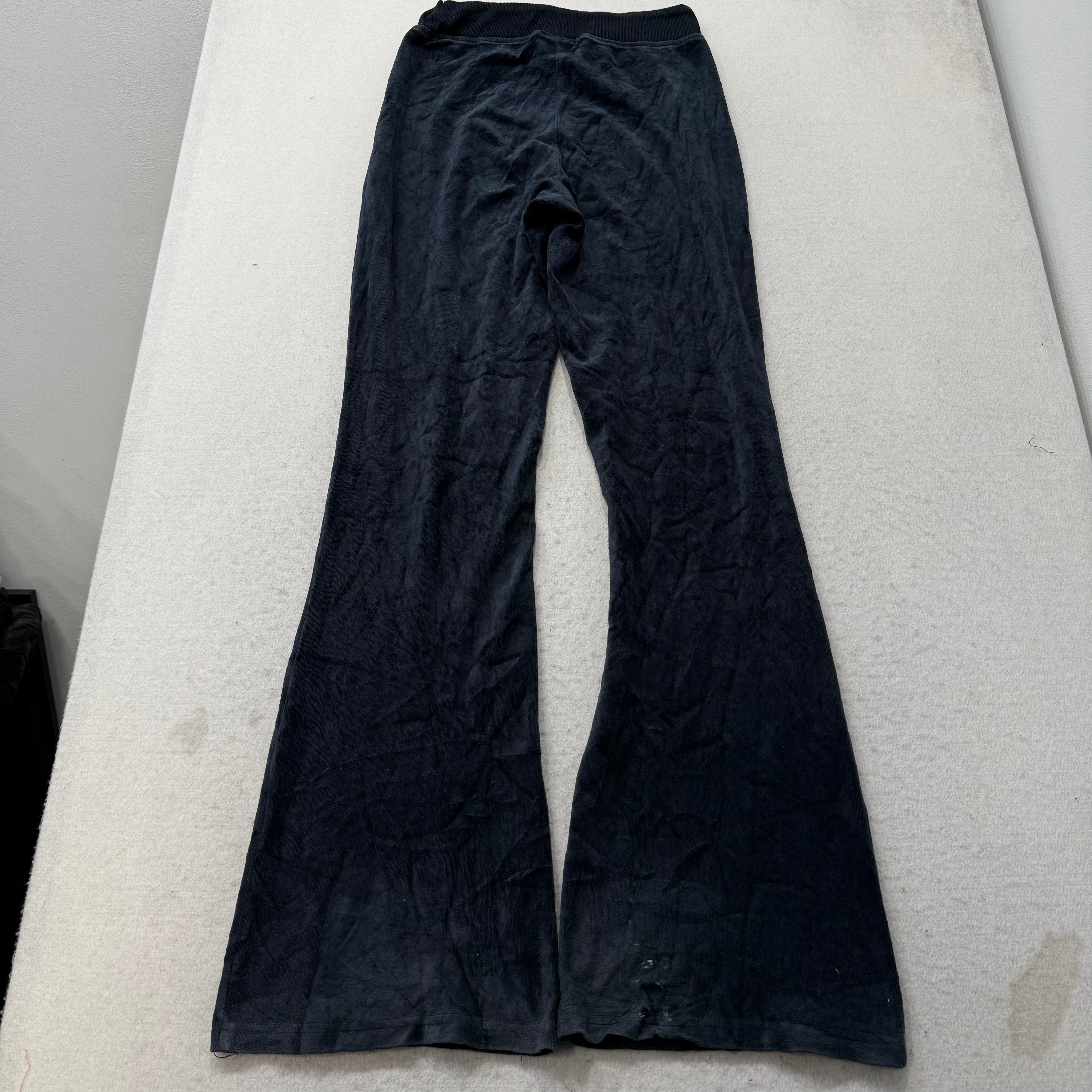 Vintage Juicy Couture Womens Charcoal Velour Flared Track Pant Drawstring Size S