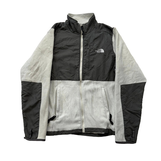 The North Face Gray Full Zip Fleece Jacket Quilted Panels Zip Pockets Size L