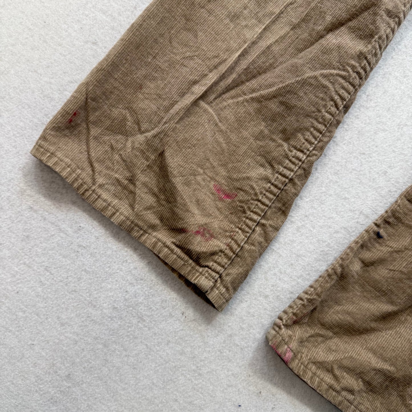 Vintage 1970s Men’s Plain Pockets Tan Corduroy Bootcut Pants Zip-Fly Size 36