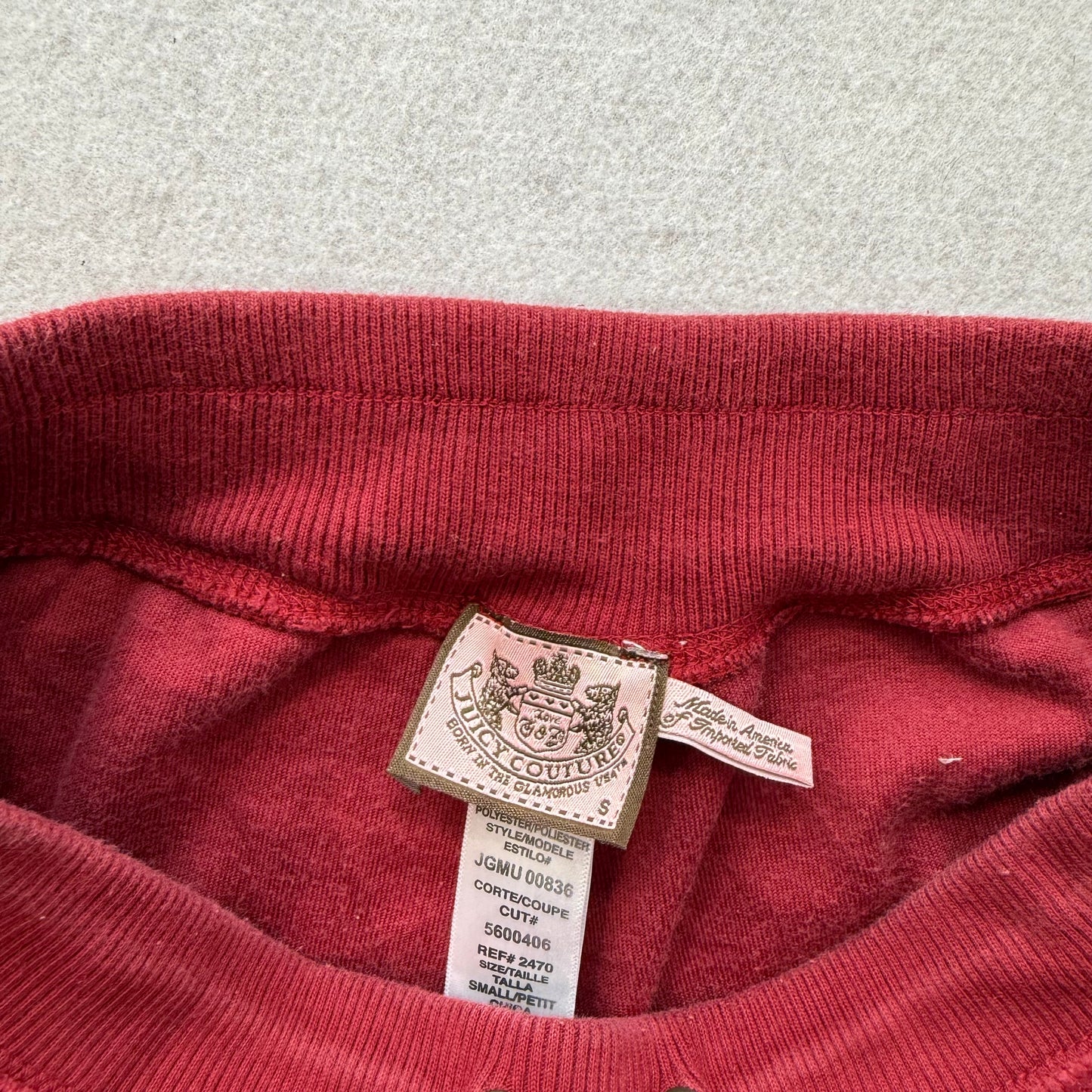 Vintage Juicy Couture Women's Crimson Velour Flared Track Pant Loungewear Size S