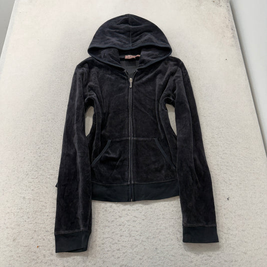 Juicy Couture Scottie Dogs Women's Black Velour Tracksuit Set Hoodie & Pant - XL