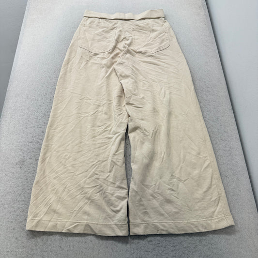Lee Workwear Wide Leg Pants Women's Cream Ecru Cotton Pull On High Rise Size L photo 2
