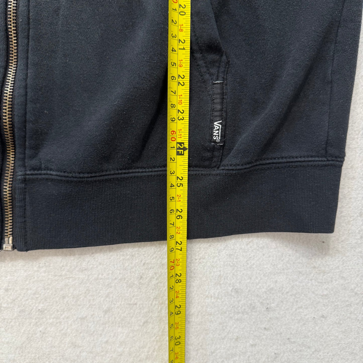 Vans Men's Black Cotton Blend Full Zip Hoodie Split Kangaroo Pockets Logo Size M