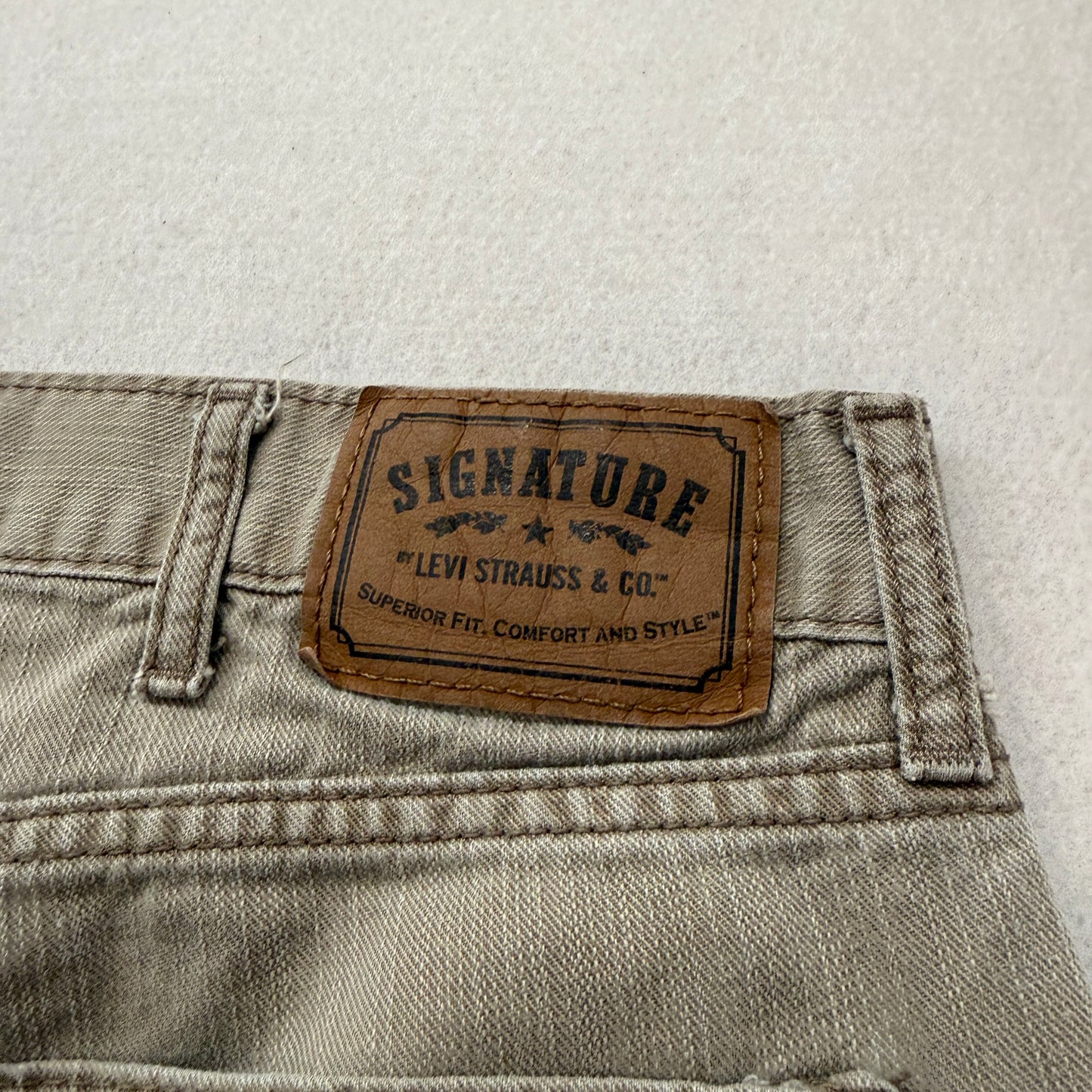 Levi's Signature Men's Khaki Denim Jeans Pockets Classic Straight Size 38x30