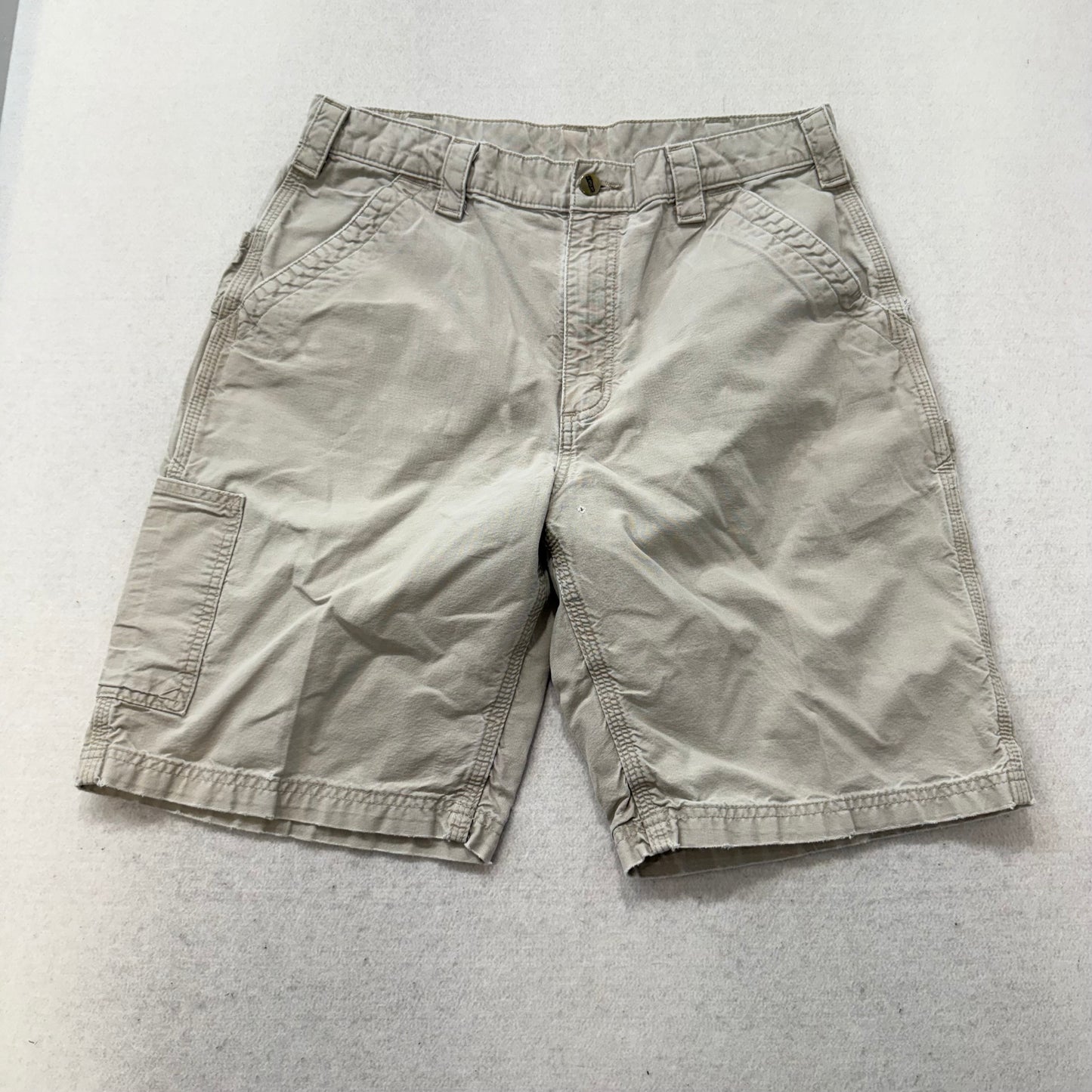 Carhartt Mens Tan Cotton Loose Fit Carpenter Shorts Utility Pockets Logo Size 34