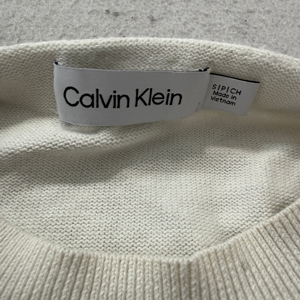 Calvin Klein Ivory Knit Crewneck Sweater Size S photo 3