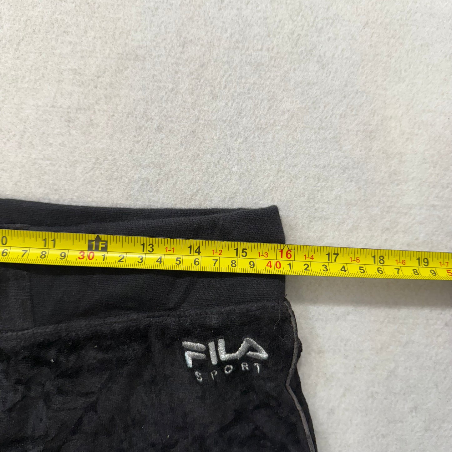 Fila Women's Black Velour Yoga Flared Track Pant Low Rise Athleisure Logo Size M