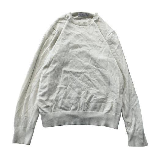 Calvin Klein Ivory Knit Crewneck Sweater Size S photo 1