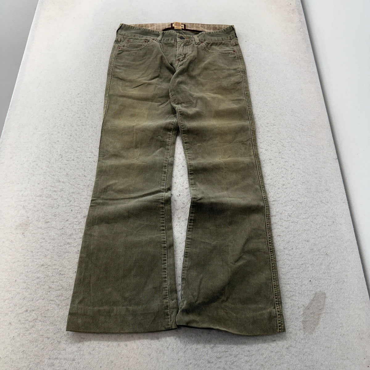 Hollister Olive Corduroy Flare Pants Size 5 photo 1