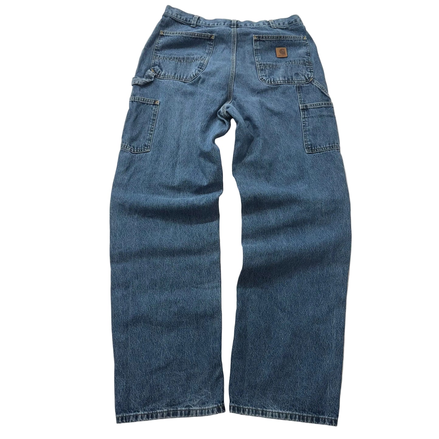 Carhartt Men's Blue Denim Straight Leg Carpenter Jeans Utility Pockets Size 34