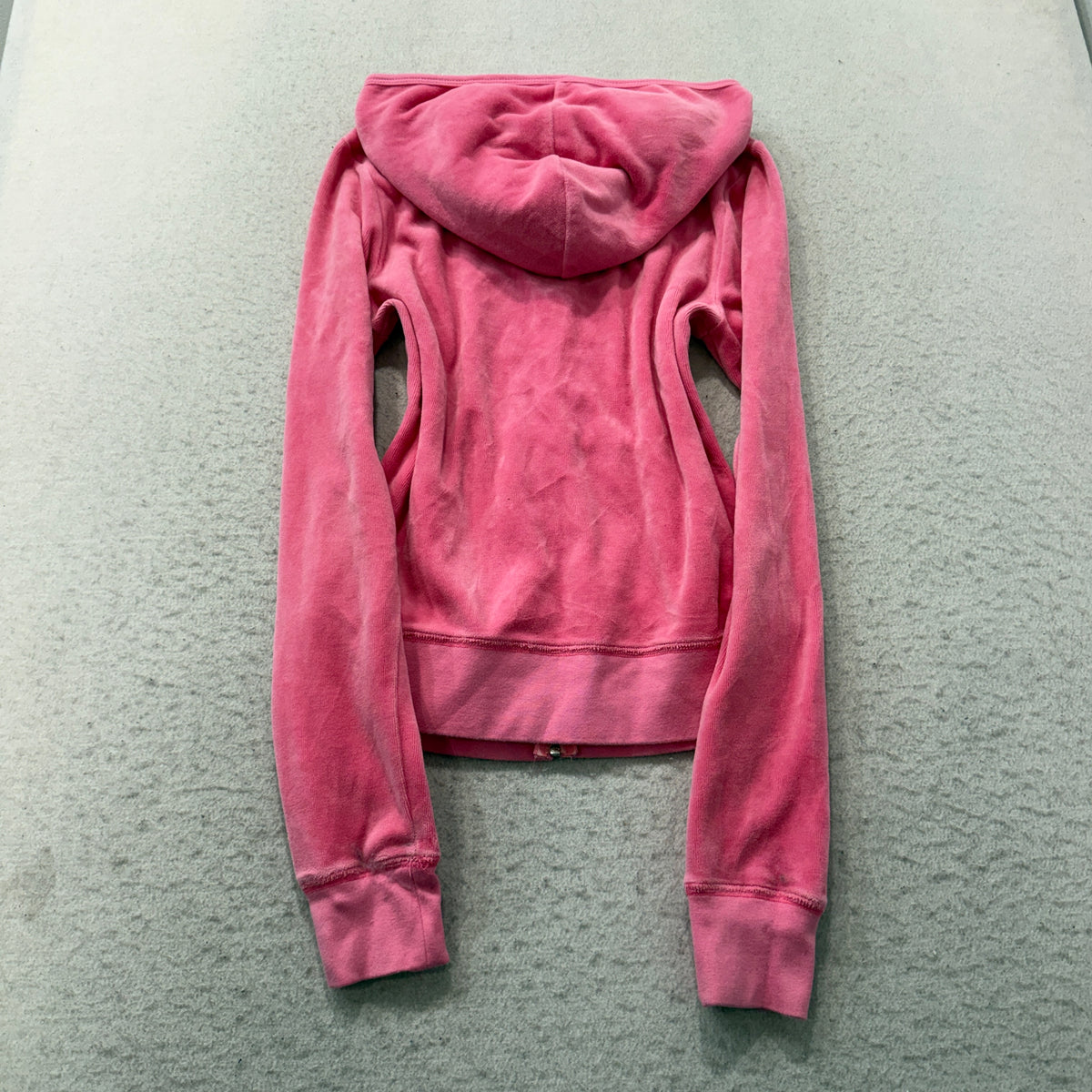 Juicy Couture Women's Pink Velour Zip-Up Hoodie Pockets JC Logo Classic Size S