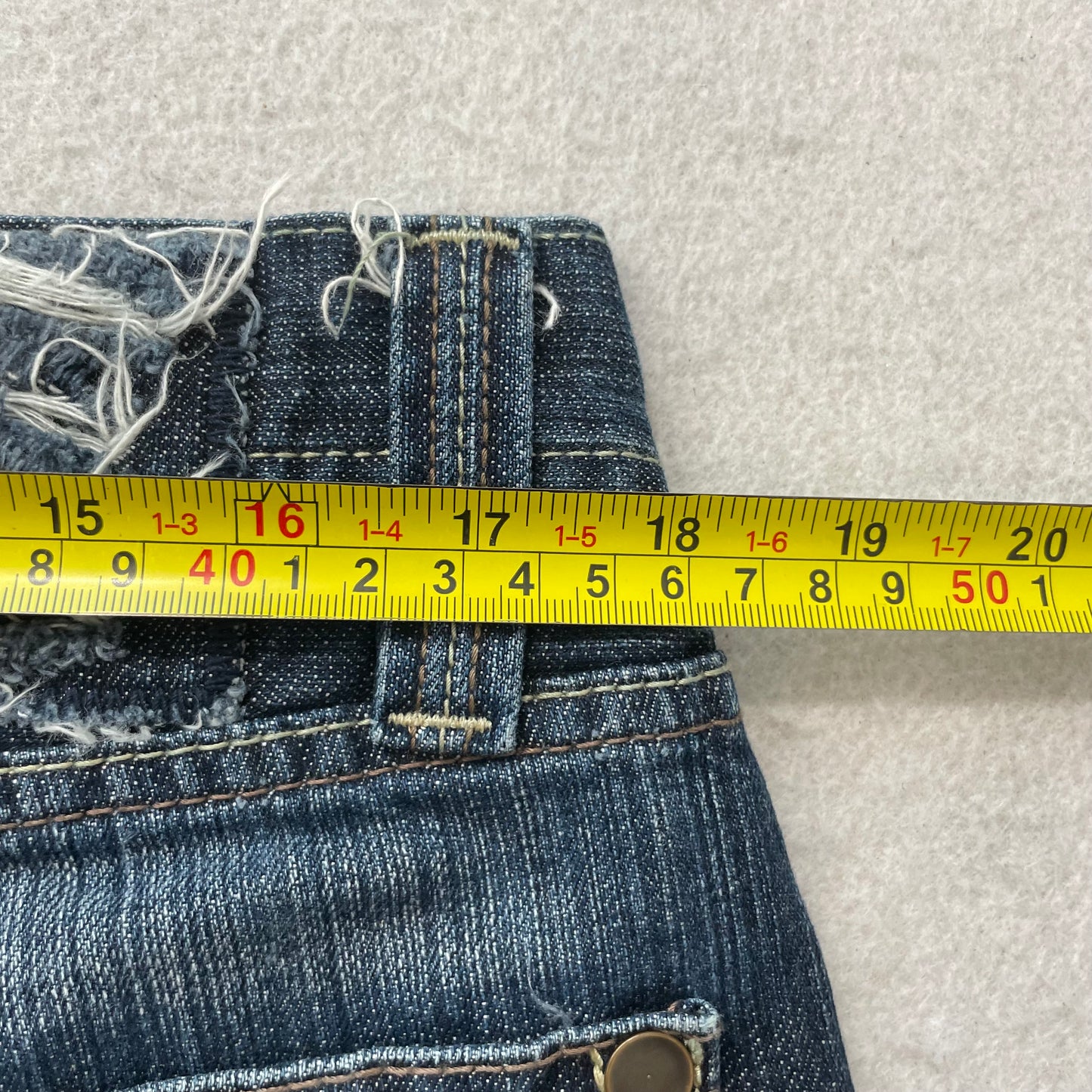Pepe Jeans Men's Blue Bootcut Denim Jeans Distressed Frayed Hem Y2K Size W36