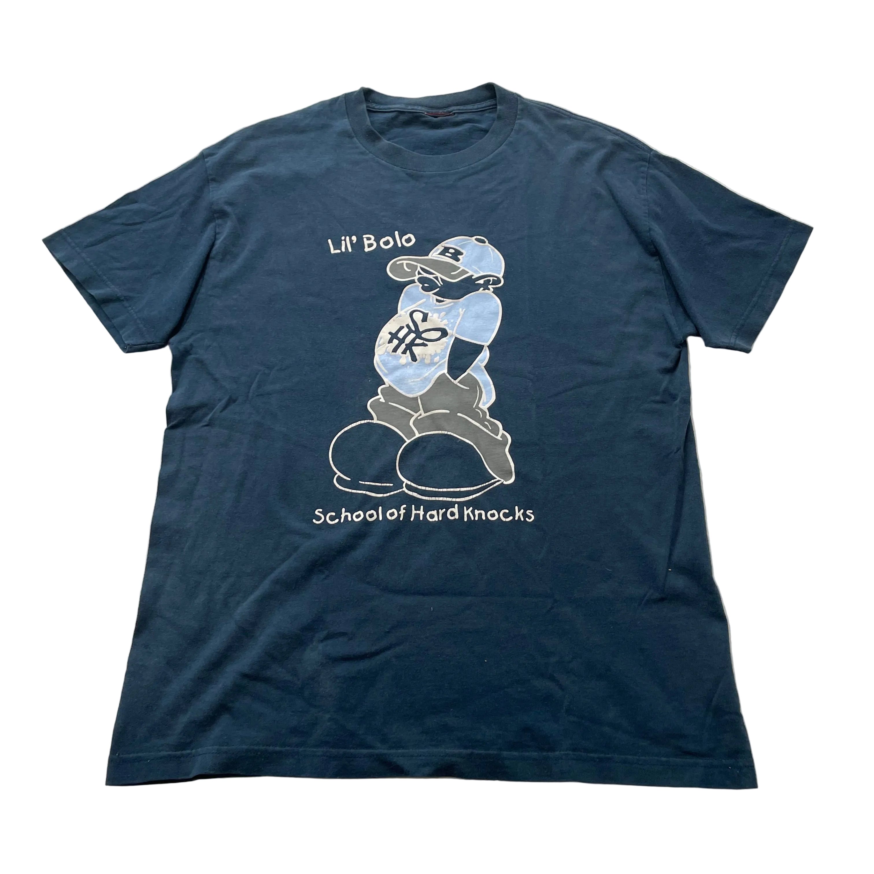 Vintage SOHK School of Hard Knocks Lil Bolo Men Navy Blue Graphic T Shirt Size L