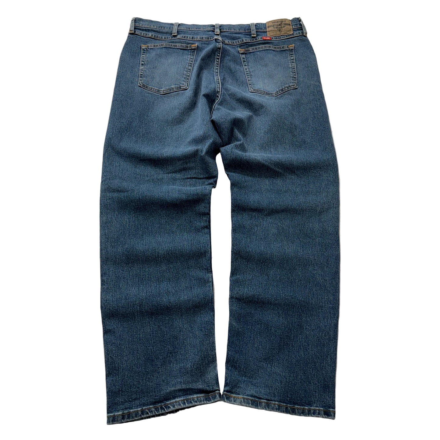 Wrangler Men's Blue Denim Jeans Relaxed Fit Zip-Fly Pockets Classic Size W36