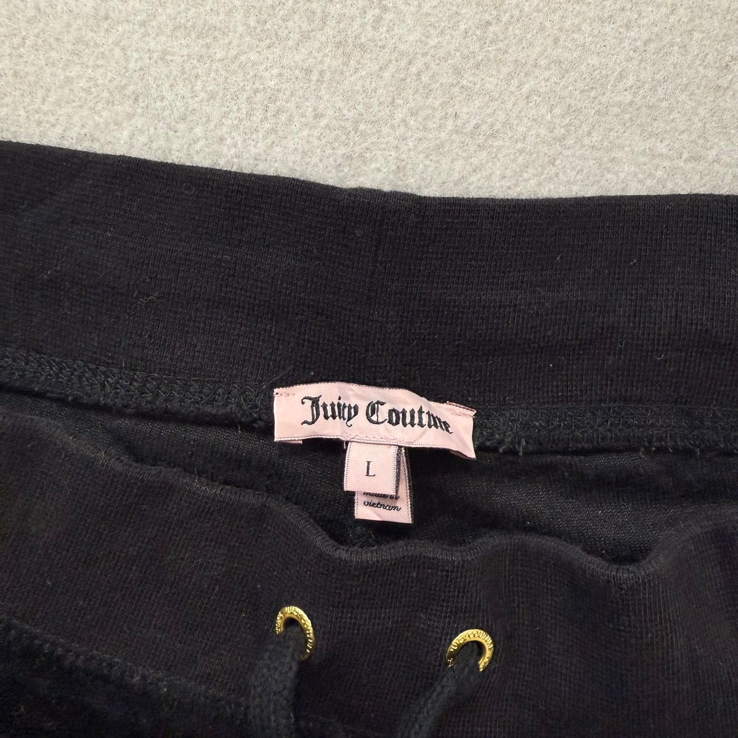 Juicy Couture Womens Midnight Black Velour Flared Track Pant Low Rise Y2K Size L