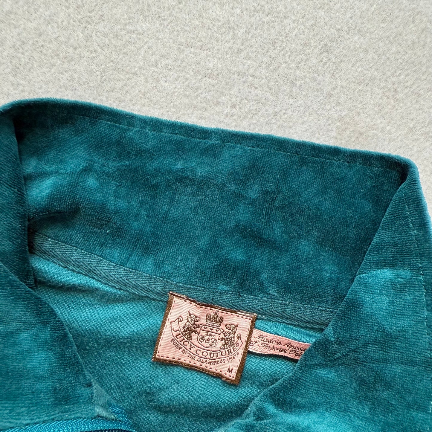Juicy Couture Women's Teal Velour Full Zip Track Jacket Loungewear Y2k Size M
