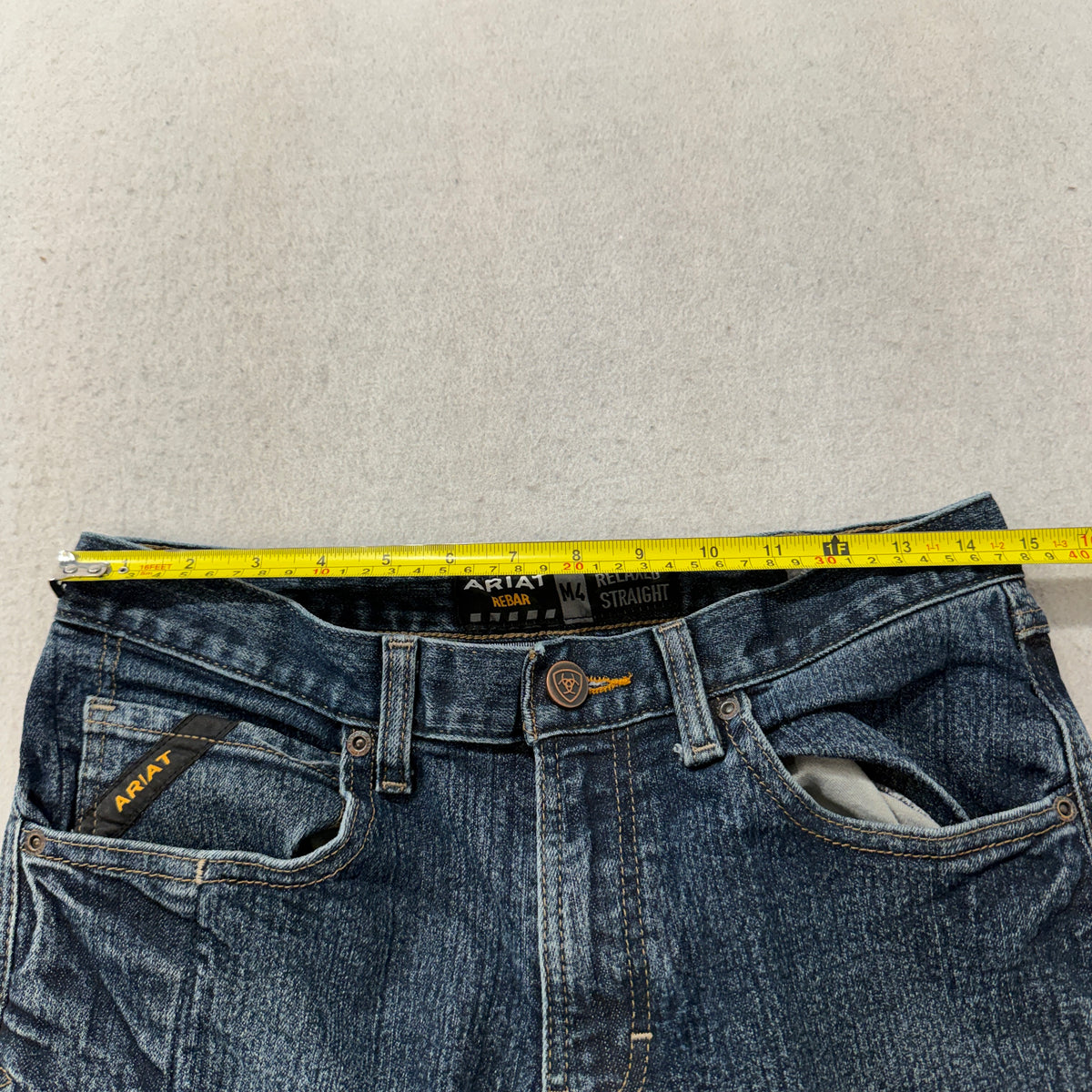 Ariat Rebar M4 Relaxed Straight Jeans Dark Wash Size 32x32 photo 4