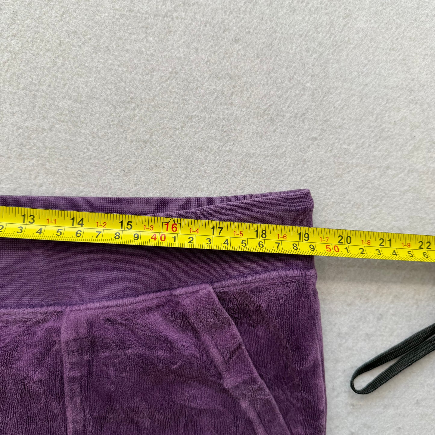 Juicy Couture Women's Purple Velour Flared Track Pant Snap Flap Pockets Size XL