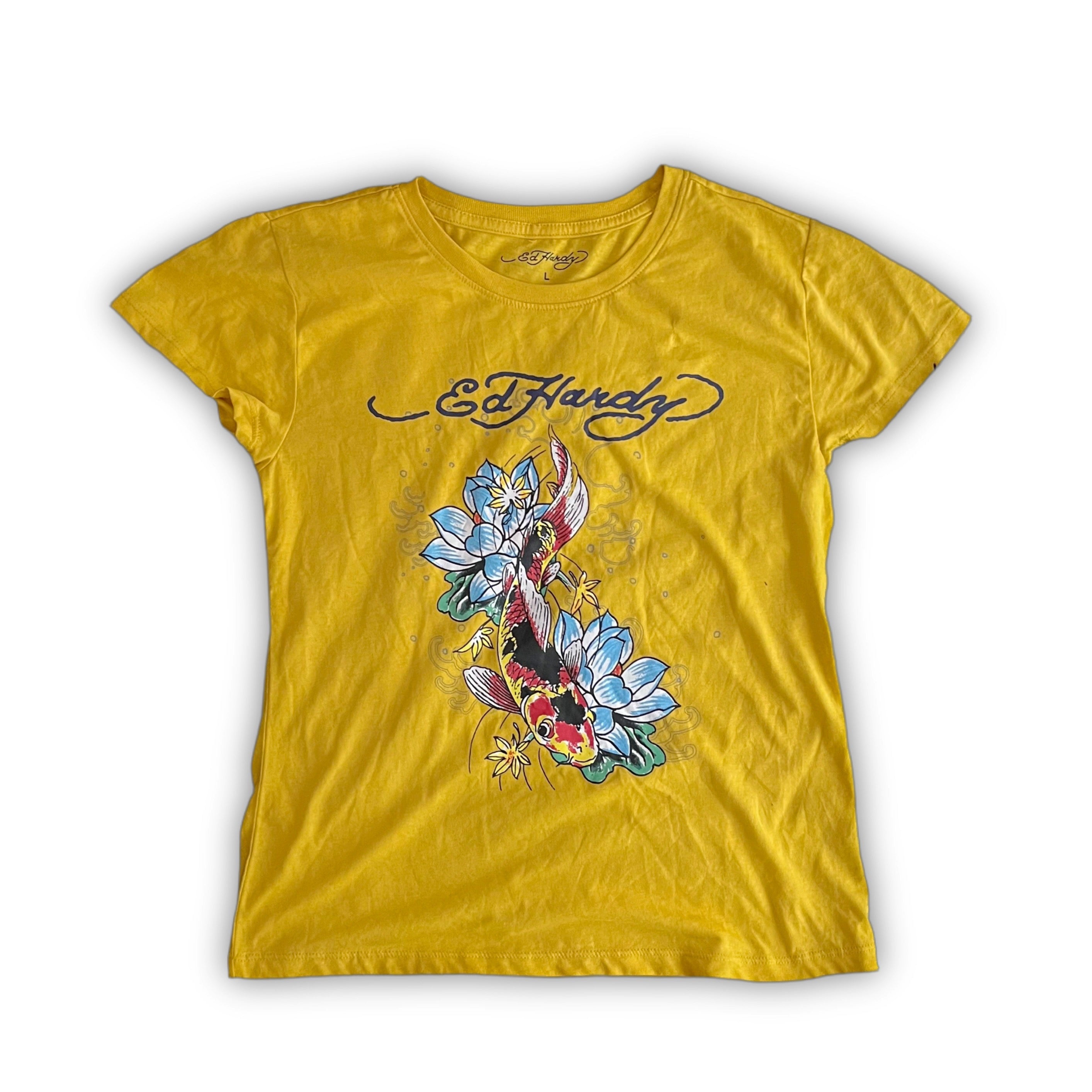 ED HARDY “Golden Koi” YELLOW BABY TEE