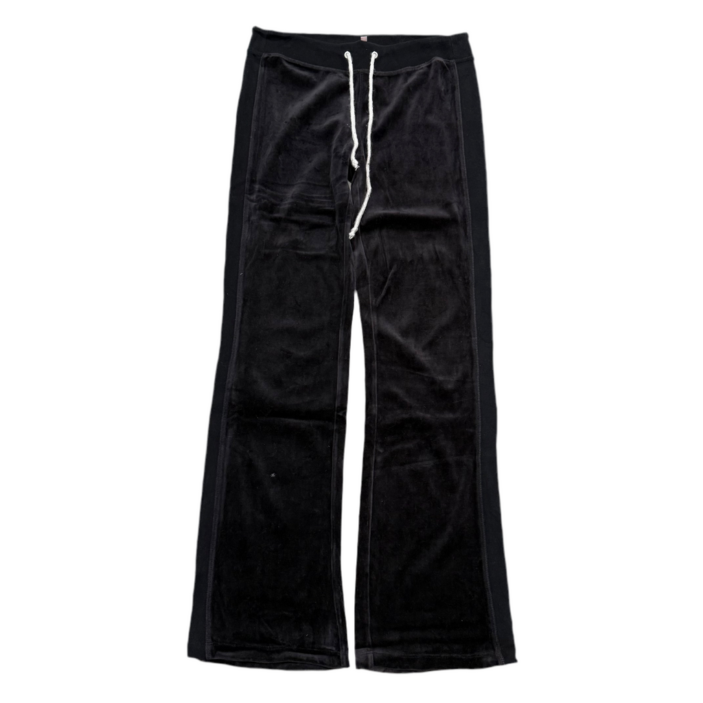Black Velour Juicy Couture Flared Track Pants SIZE M