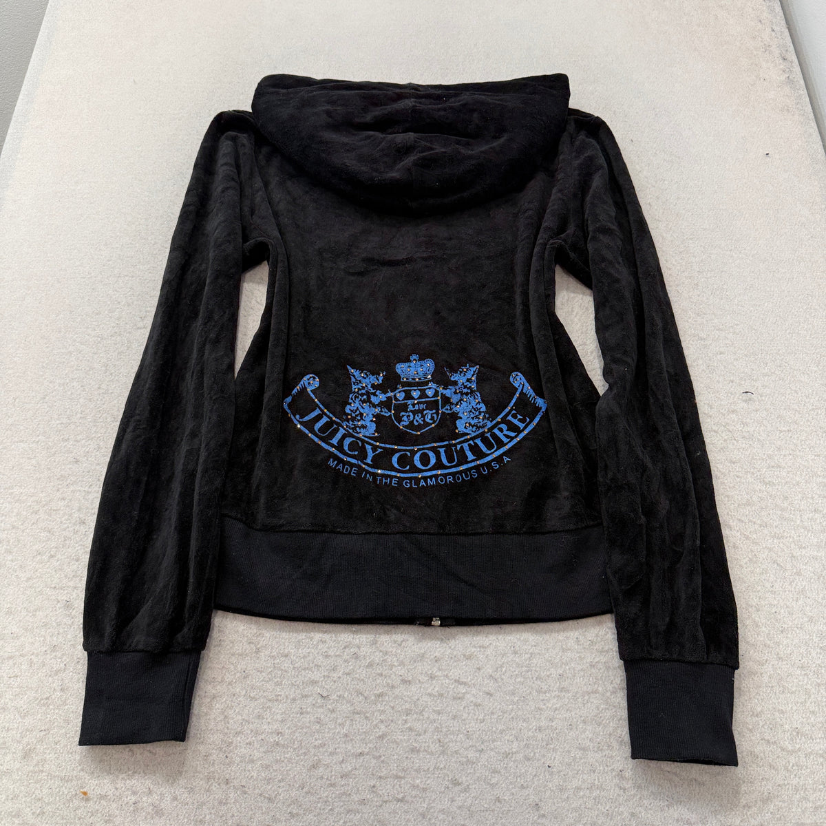 Vintage Juicy Couture Scottie Dogs Women's Black Velour Tracksuit Set Y2K Size L