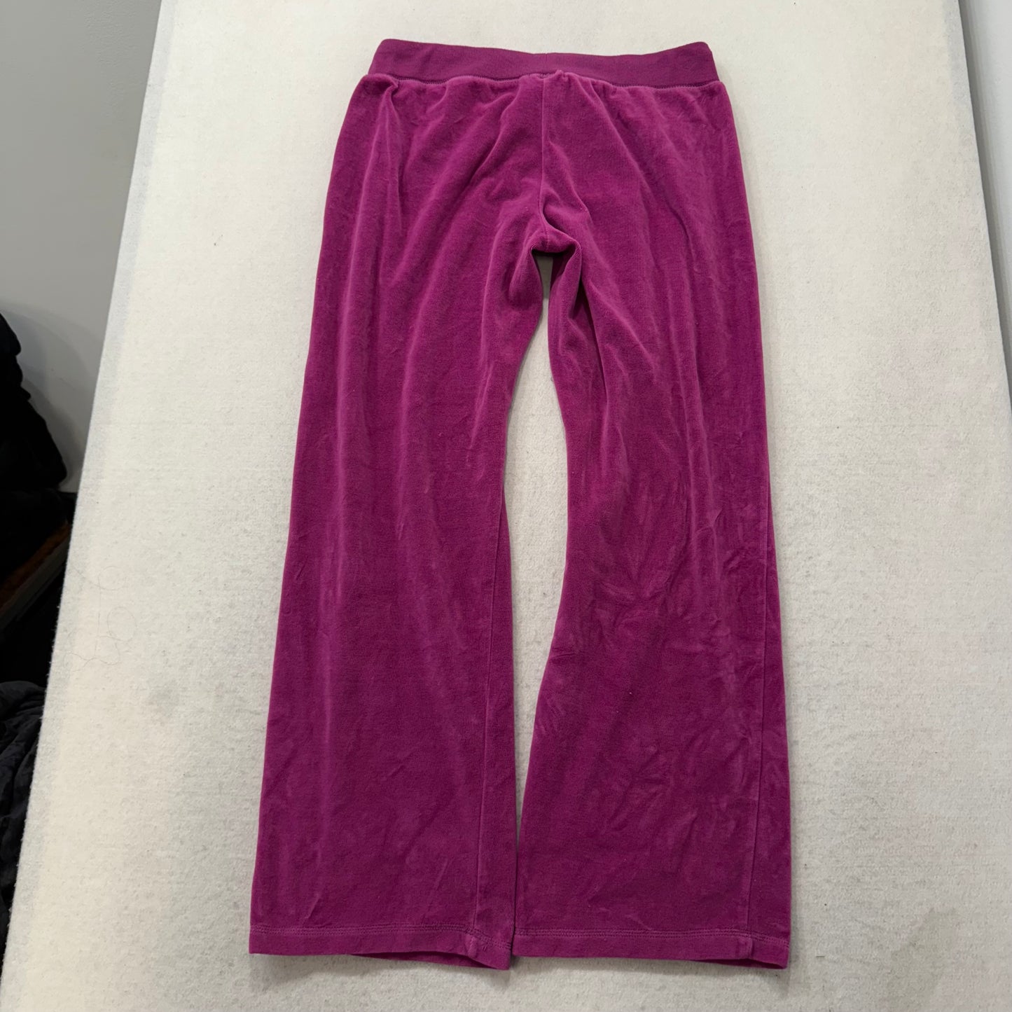 Vintage Juicy Couture Women's Magenta Velour Flared Track Pant Loungewear Size L