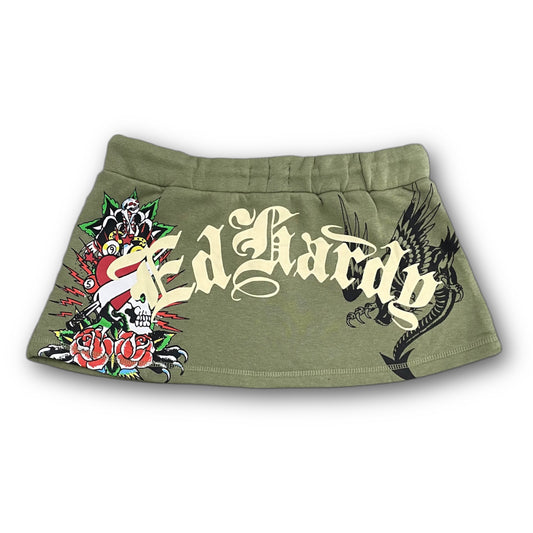 ED HARDY “Heart Of Roses” SAGE MINI SKIRT - Clean Curriculums 