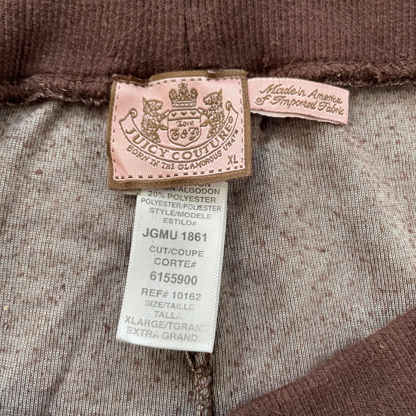 Juicy Couture Women's Dark Brown Velour Flared Leg Track Pant Drawstring Size XL