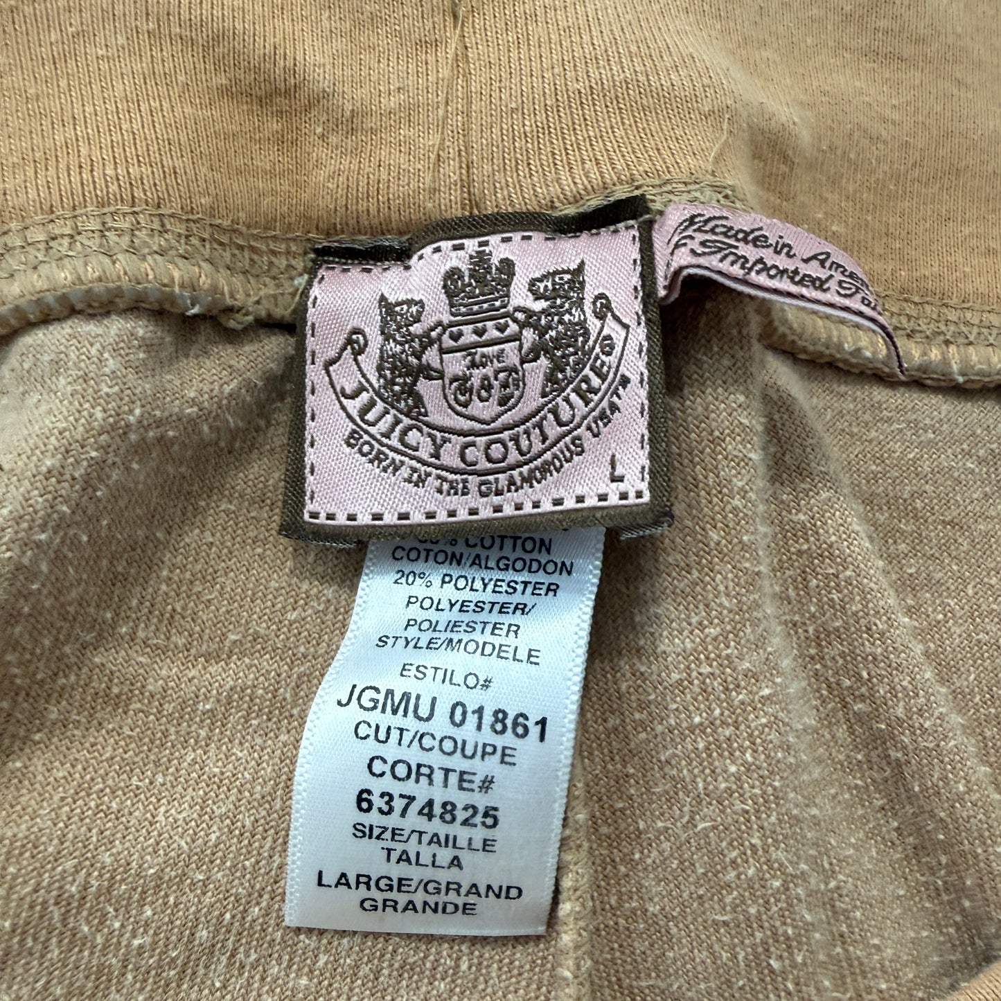Vintage Juicy Couture Women's Camel Velour Flared Track Pants Drawstring Size L