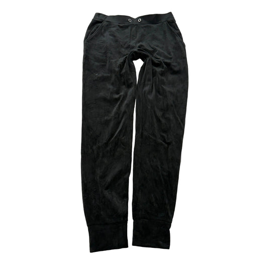 Juicy Couture Women's Black Velour Flared Track Pants Rhinestone Logo Size S