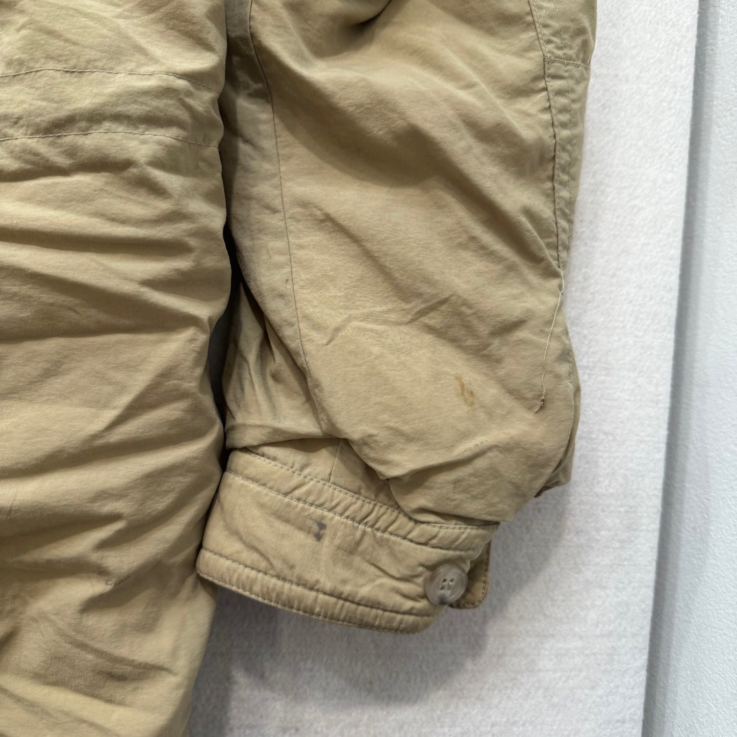 L.L.Bean Men Tan Nylon Full Zip Baxter State Mountain Parka Cargo Pockets Size M