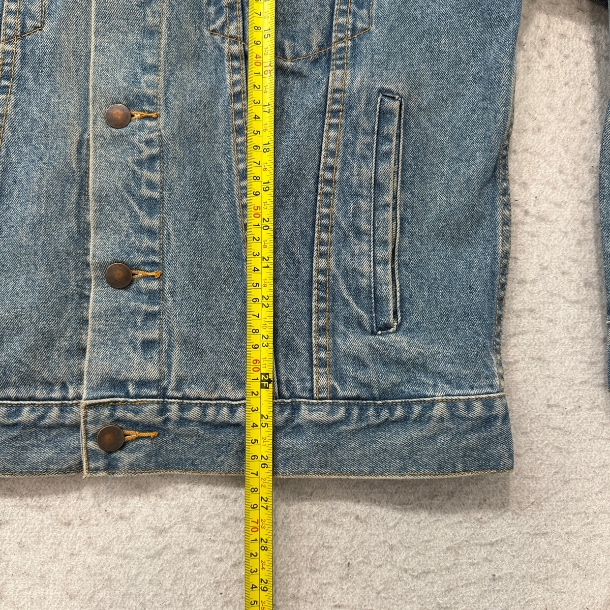 Baleman Jeans Vintage KRCL Embroidered Denim Trucker Jacket Size S photo 5