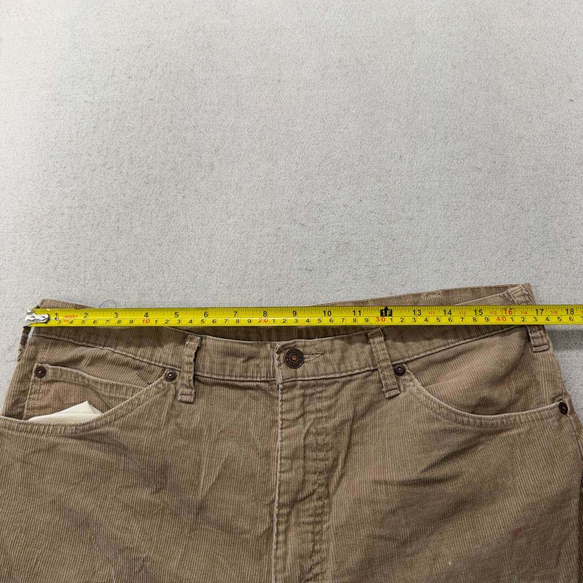 Plain Pockets Vintage Tan Corduroy Flare Pants Size 34 photo 3