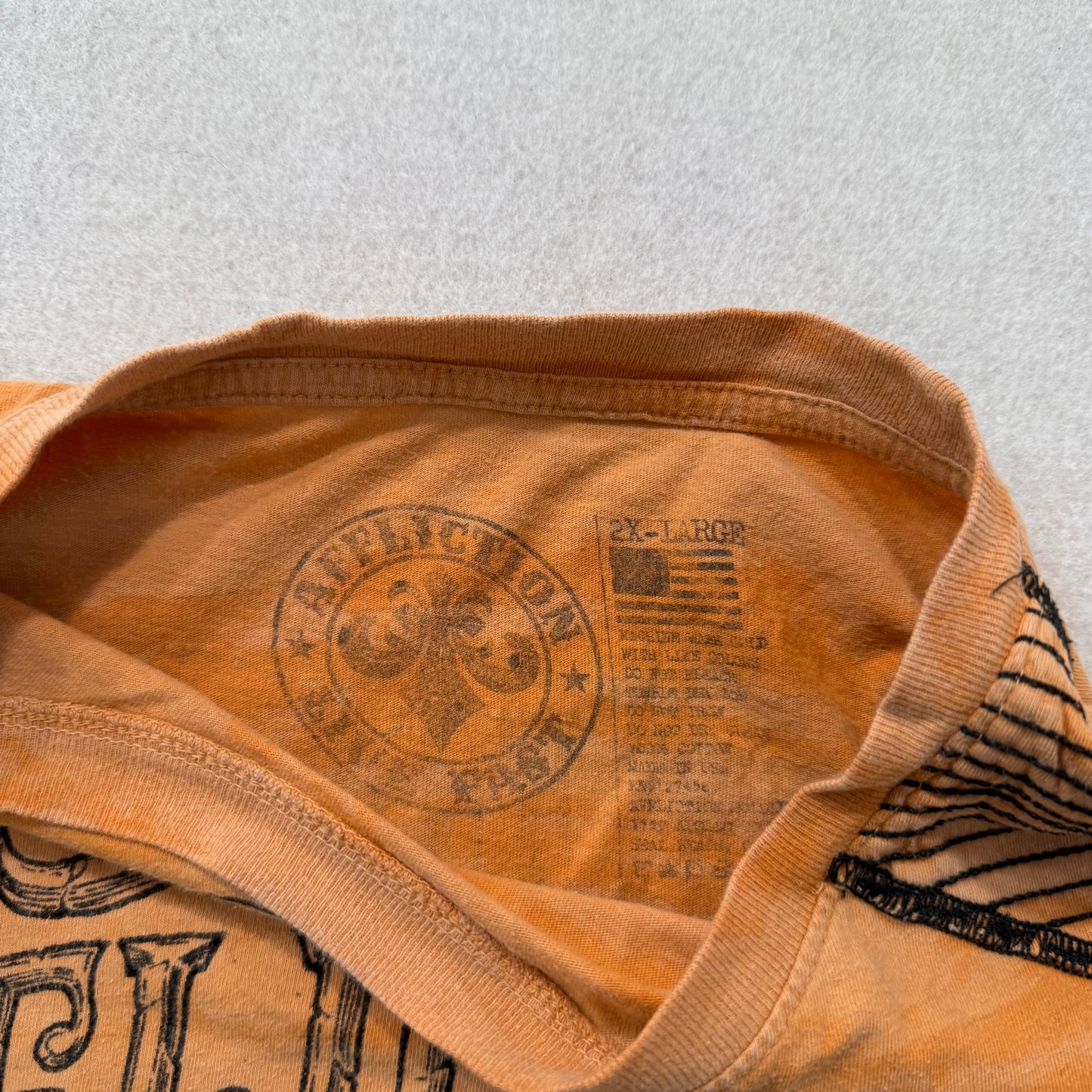 Affliction Men's Burnt Orange Cotton T-Shirt Short Sleeves Graphic Logo Size 2XL