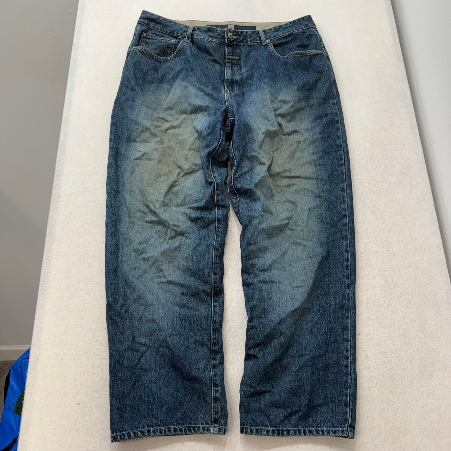 Marithe Francois Girbaud Mens Medium Blue Denim Straight Wide Leg Jeans Size 40M