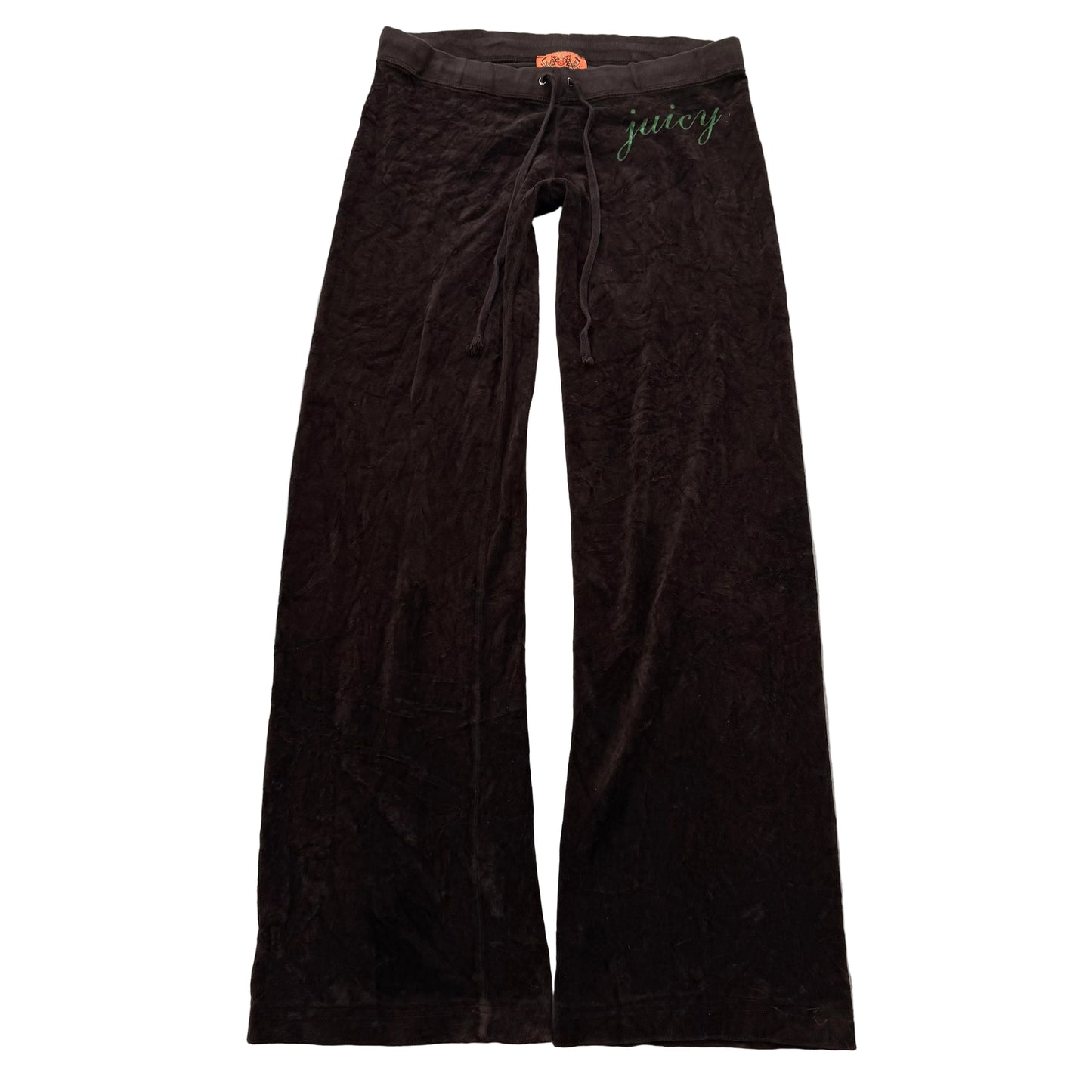 2003 Vintage Juicy Couture Womens Dark Brown Velour Flare Track Pant Logo Size S