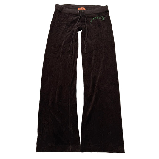 2003 Vintage Juicy Couture Womens Dark Brown Velour Flare Track Pant Logo Size S