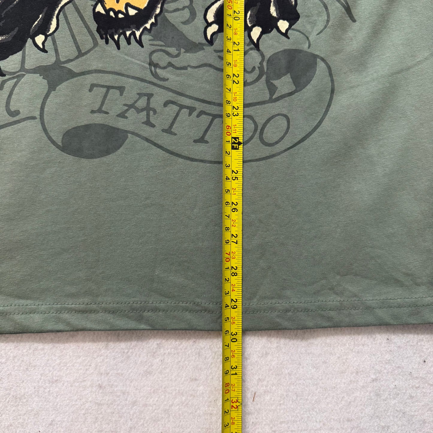 Ed Hardy Men's Olive Green Cotton T-Shirt Crouching Panther Graphic Tee Size M