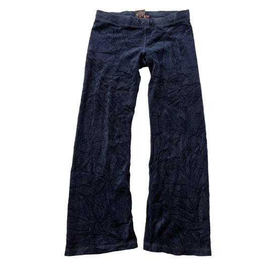 Juicy Couture Women's Navy Blue Velour Flared Track Pant Loungewear Y2K Size 14