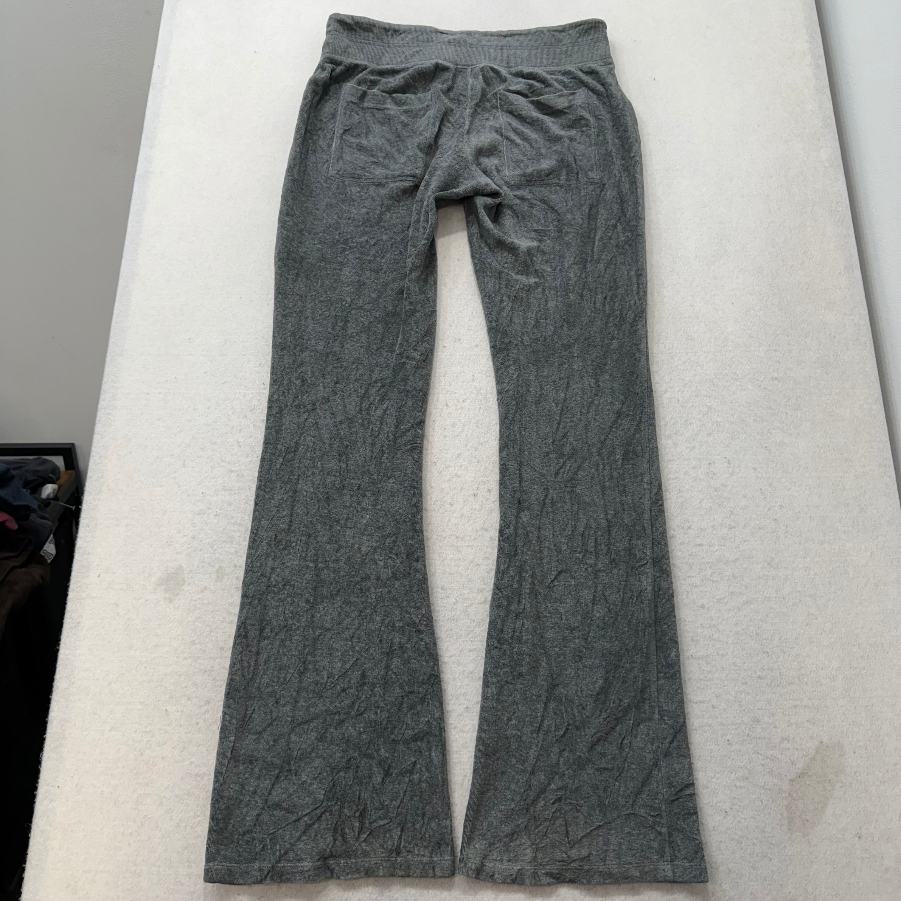 PINK Victoria's Secret Women's Heather Gray Velour Flared Track Pants Y2K Size S