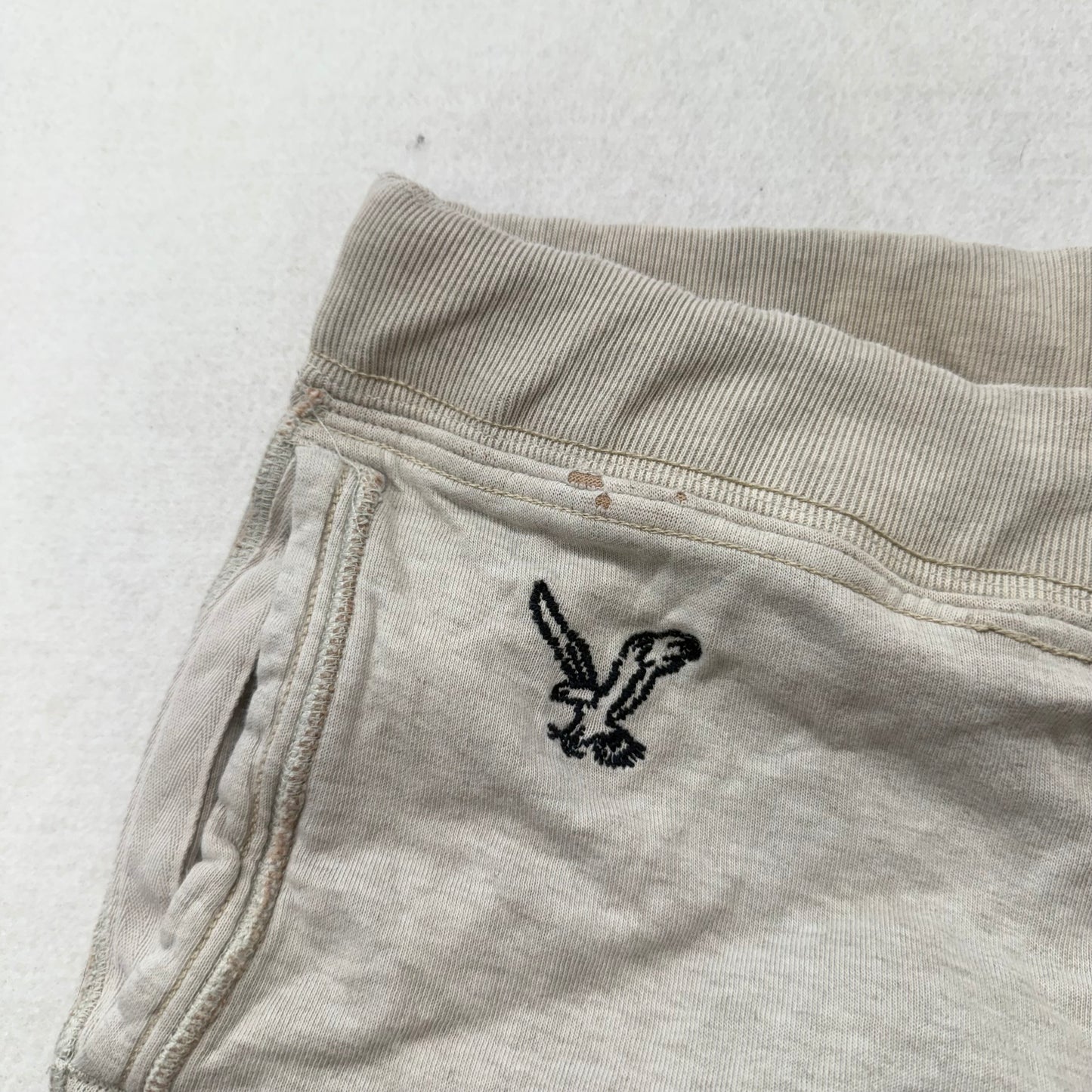 American Eagle Outfitters Women's Beige Cotton Wide Leg Sweatpants Logo Size M