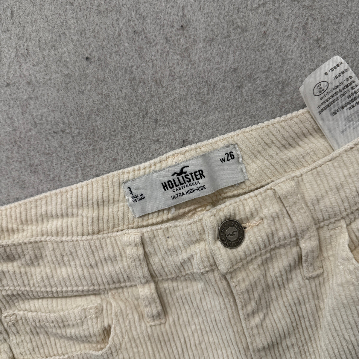 Hollister Ultra High Rise Mom Corduroy Pants Cream Size 1 photo 3