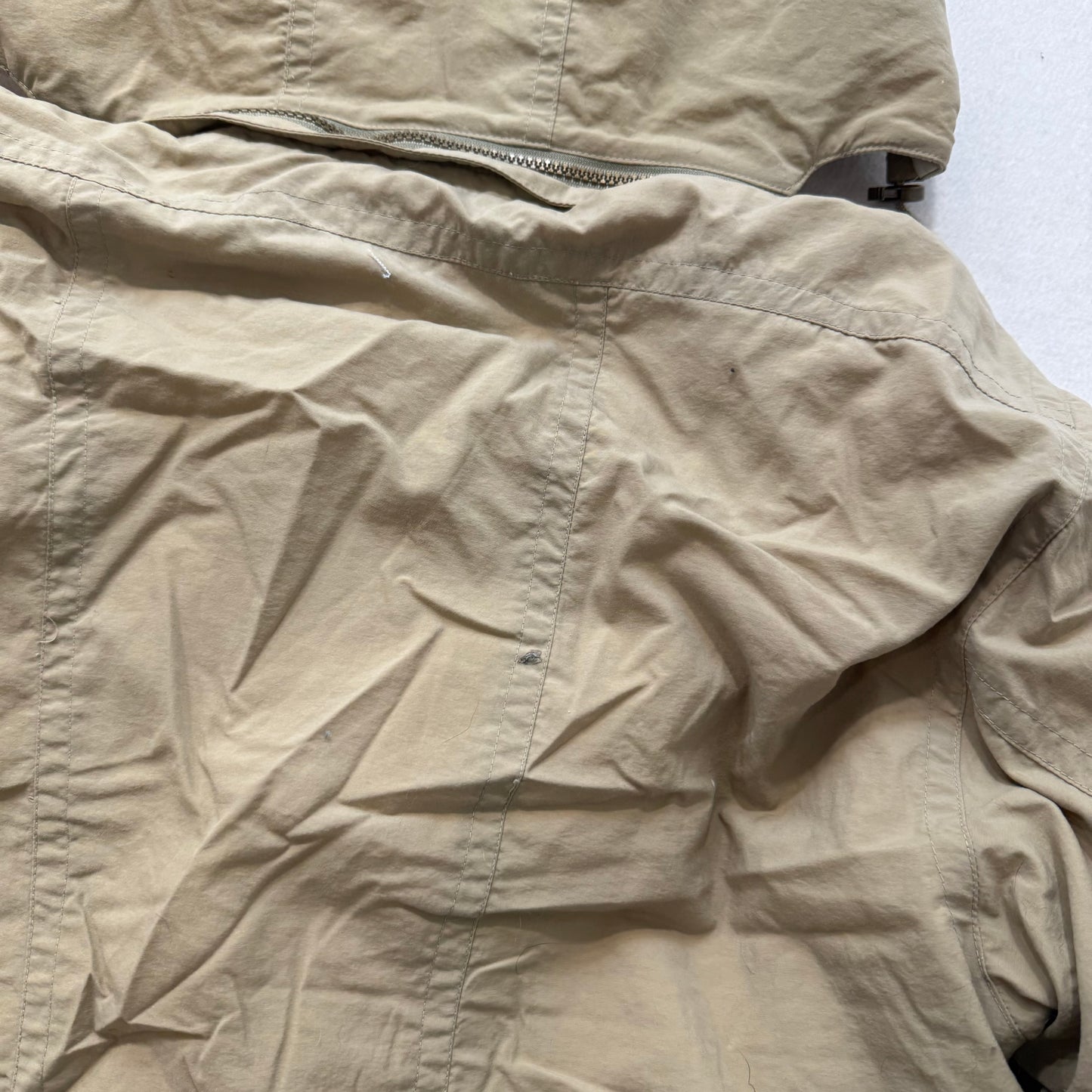 L.L.Bean Men Tan Nylon Full Zip Baxter State Mountain Parka Cargo Pockets Size M