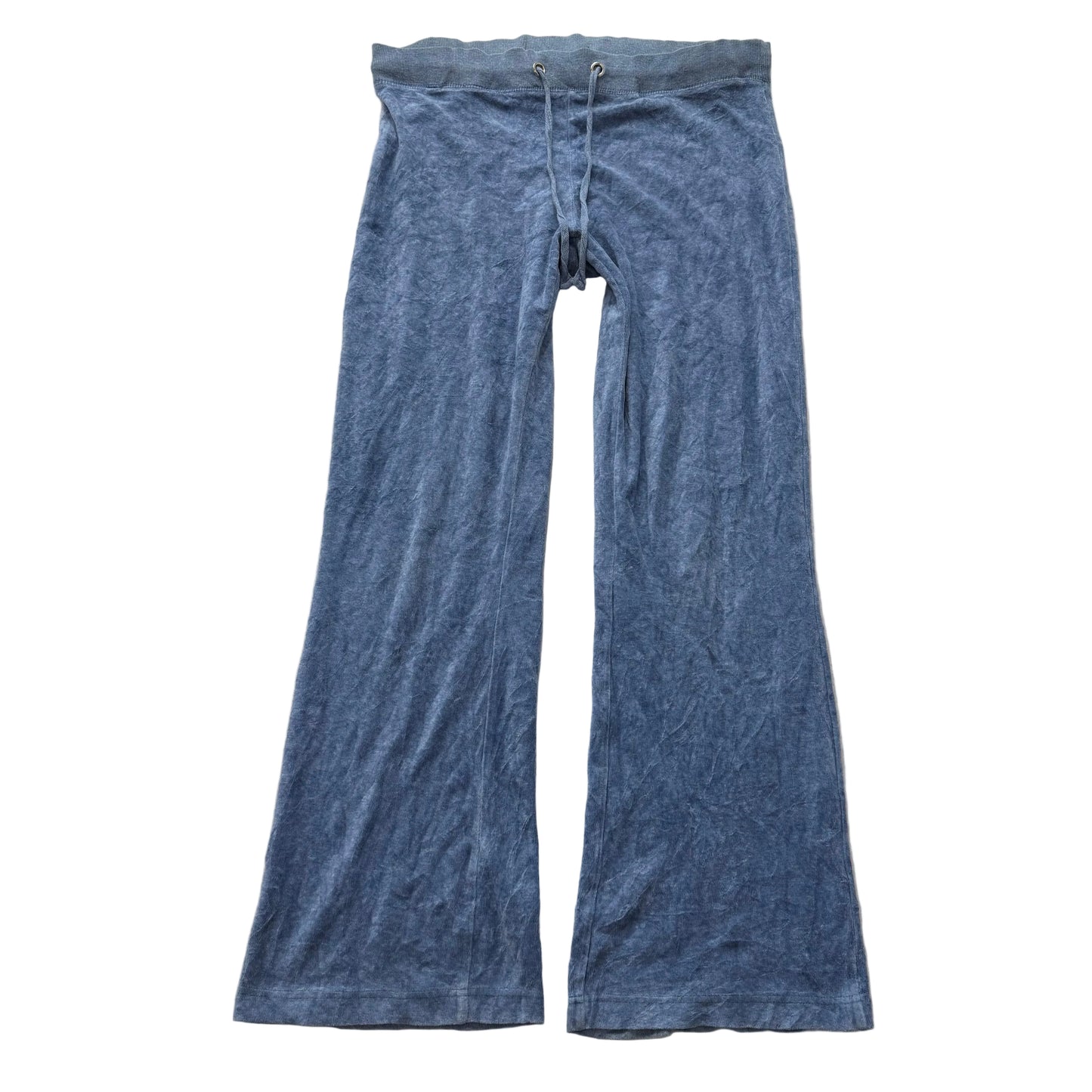 Juicy Couture Blue-Grey Velour Flare Track Pants Drawstring Low Rise Size M
