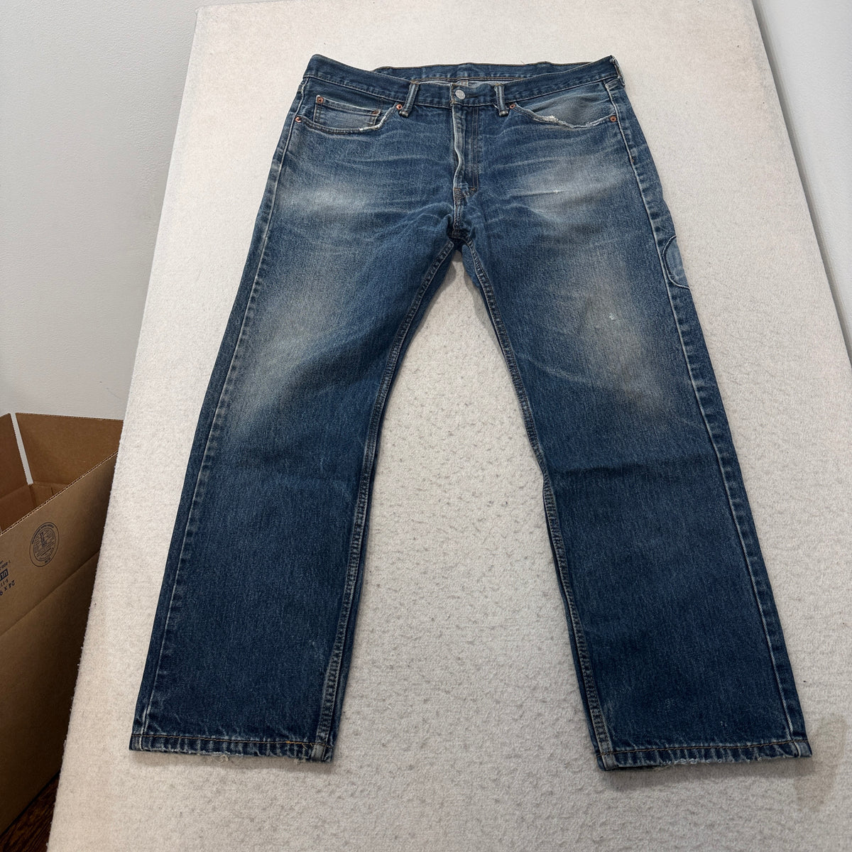 Levis Vintage Distressed Patched Straight Jeans Size 36x30 photo 2