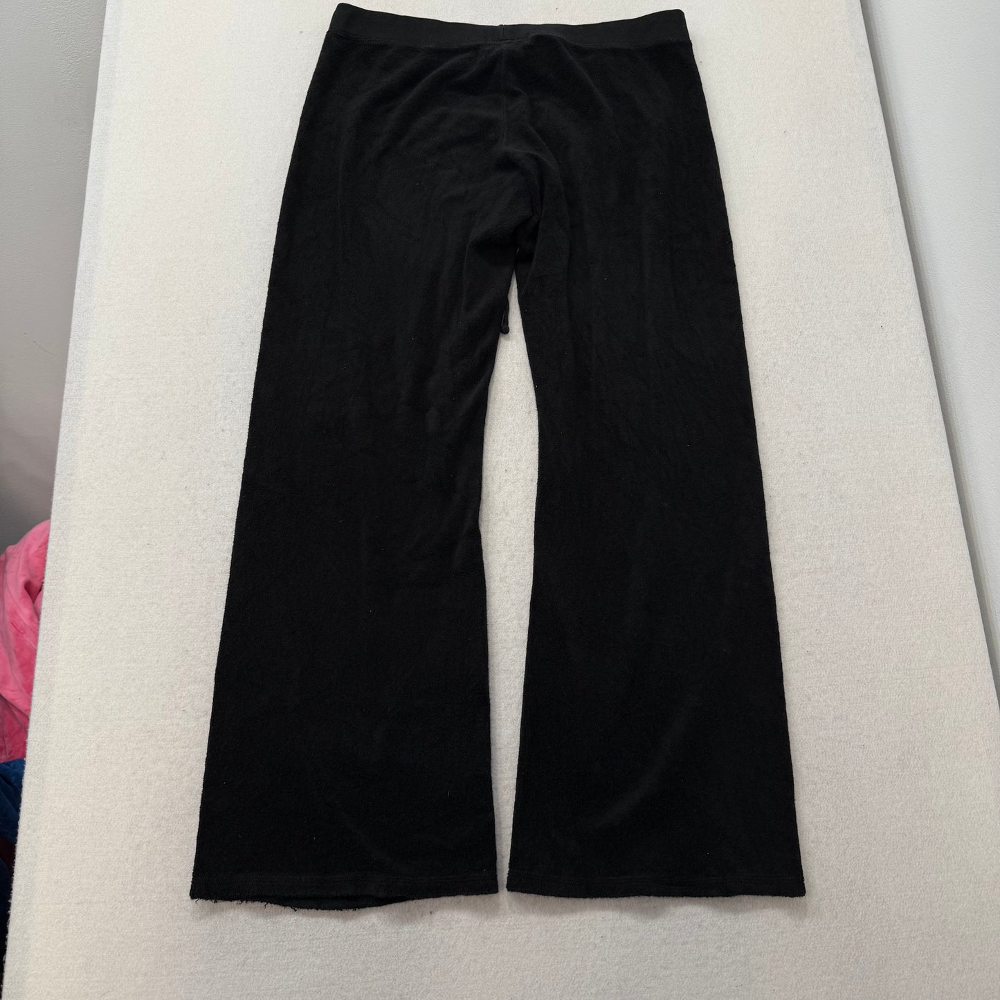 2003 Vintage Juicy Couture Womens Black Velour Flared Track Pant Low Rise Size L