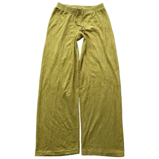 Juicy Couture Women's Yellow Velour Straight Wide Leg Track Pant Low Rise Size S