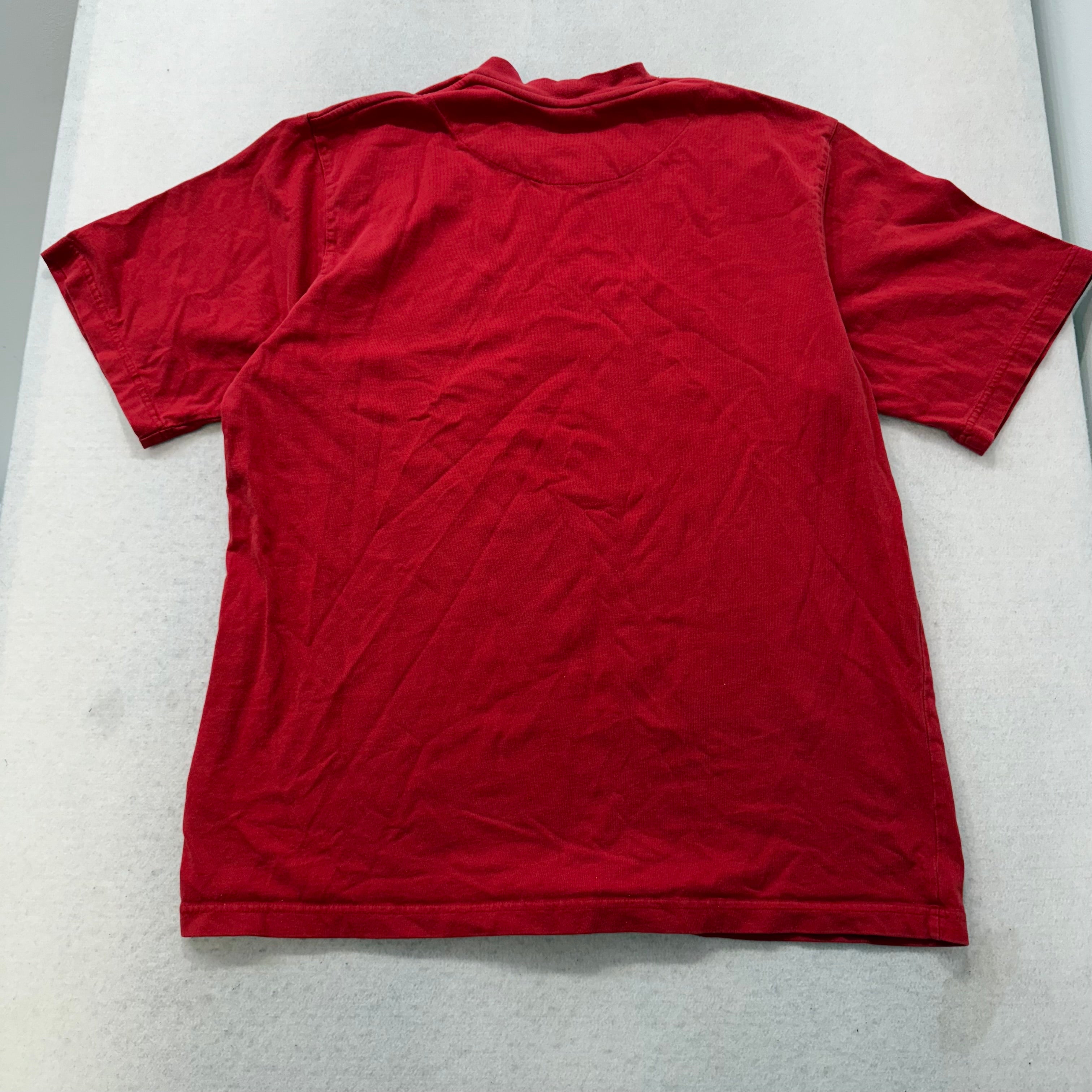 Nike Mens Red Cotton Athletic Fit T-Shirt Short Sleeve Spellout Logo Tee Size XL