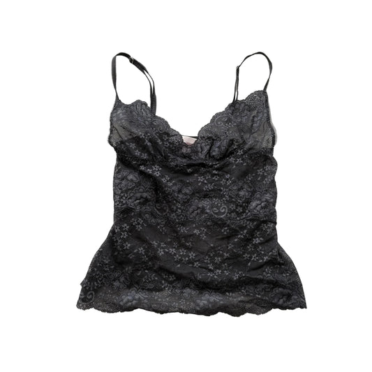 Victoria's Secret Women's Black Floral Lace Camisole Top Scalloped Edge Size S